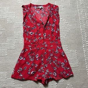 Cupcakes and Cashmere Red Floral Romper NWOT